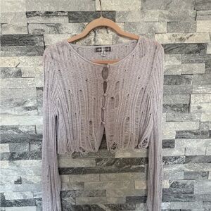 Urban Outfitters Lavender Distressed Cardigan